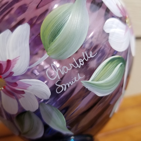 ❌️SOLD❌️Fenton 50th Anniversary Art Mulberry Glass Vase Hand Painted Vintage - Picture 12 of 13